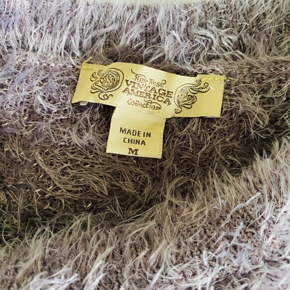 NWT Nine West Fuzzy Soft Brushed Knit Purple Pullover Fluffy Sweater Sz M - Picture 4 of 12